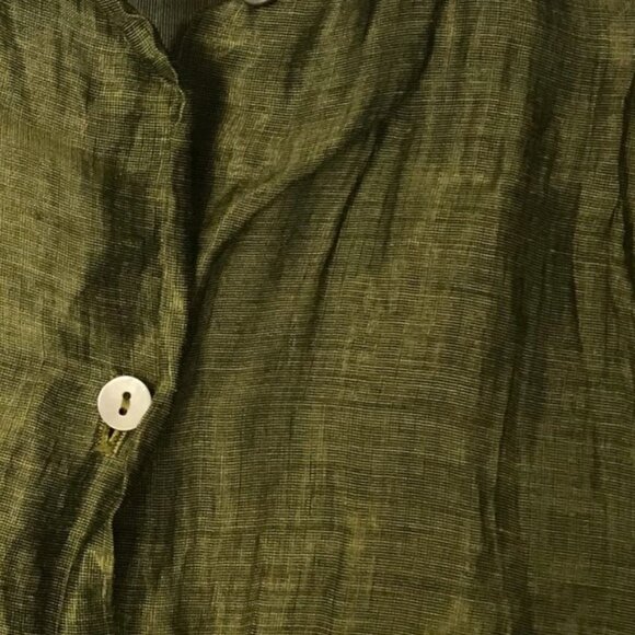 Olsen Y2K NEW Long Duster Tunic Shirt Crinkled Cotton Jacket Minimalist Button 8 - Picture 8 of 16